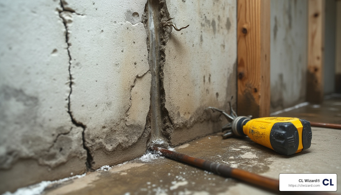 crack in basement wall leaking water