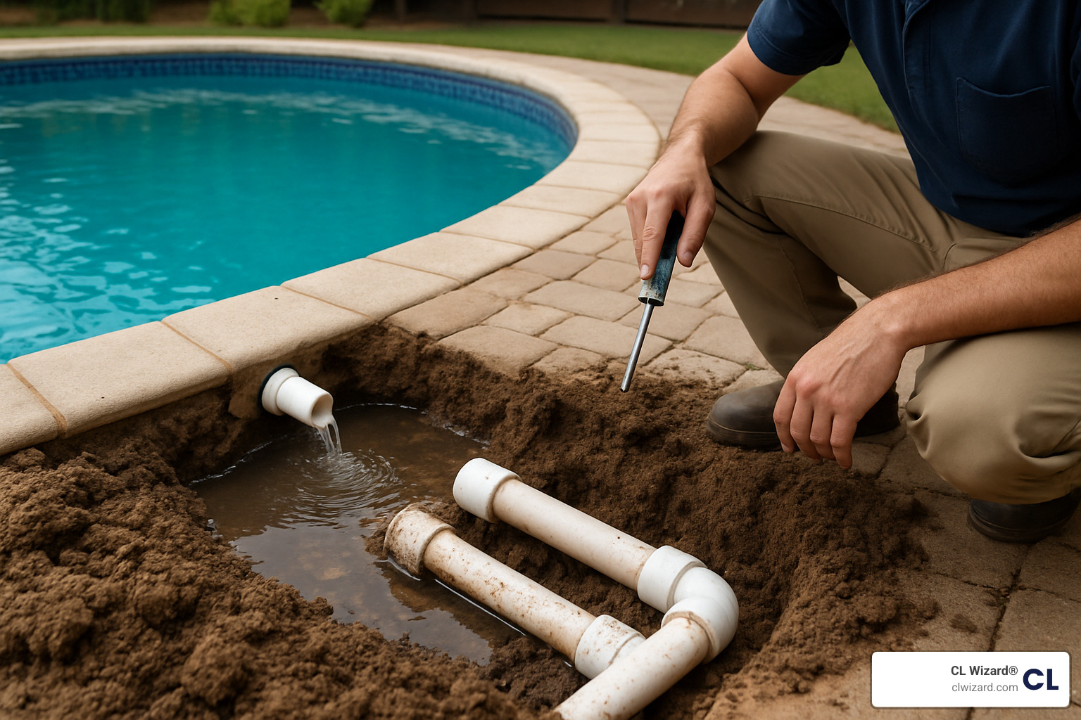 inground pool return line leak
