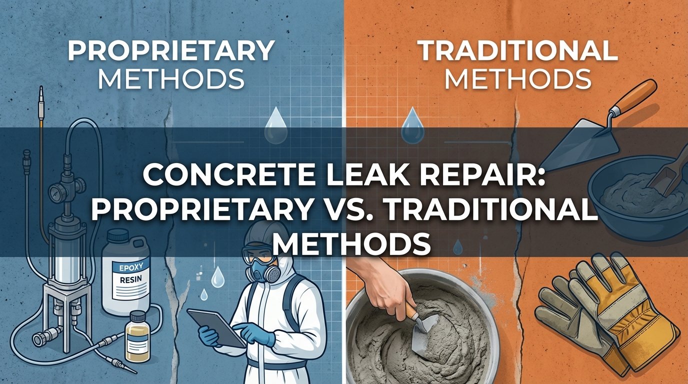 Concrete Leak Repair: Proprietary vs. Traditional Methods