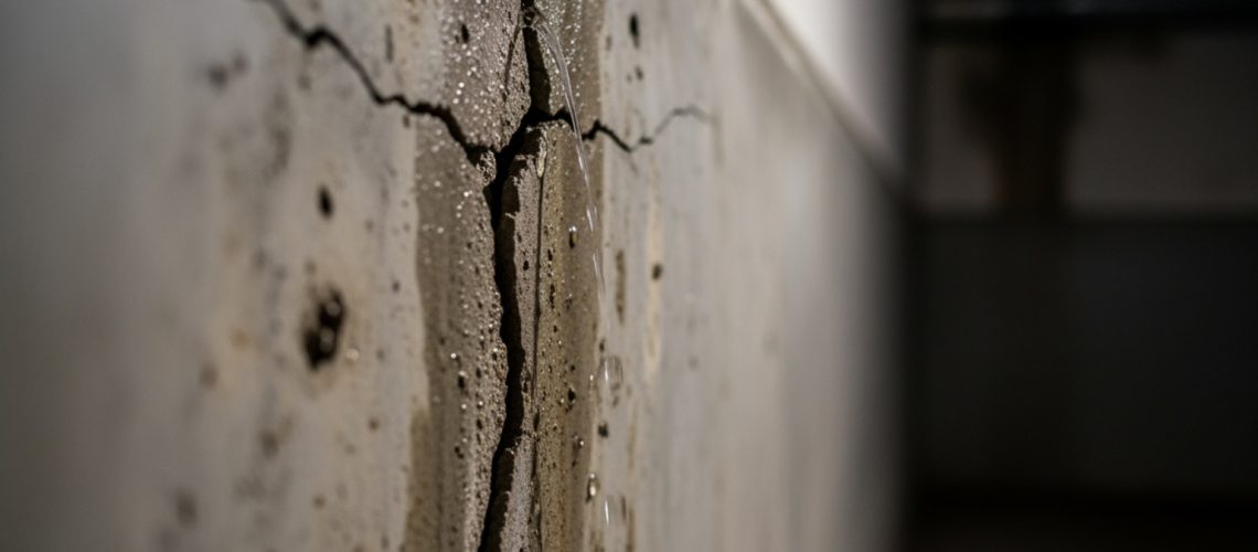 concrete basement wall crack leak repair