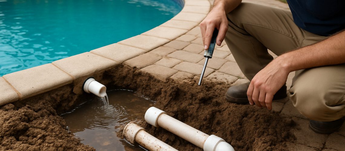 inground pool return line leak